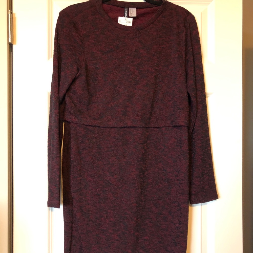 NWT H&M Divided Sweater Dress in Burgundy Size 10